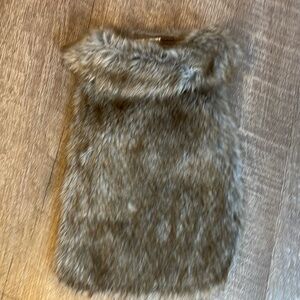 Faux Fur Pet Jacket with Collar Brown Gray size S